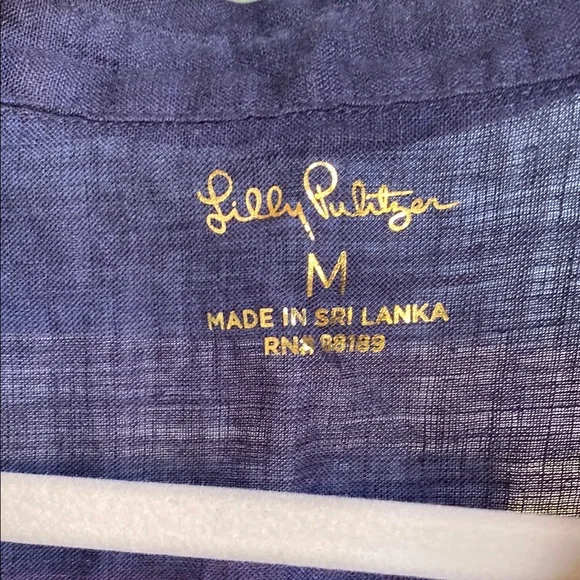 Lilly Pulitzer linen Navy Button-Up Shirt - Picture 2 of 6